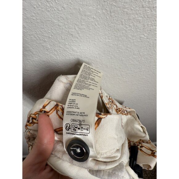 Maeve Anthropologie Linen Blend Palazzo Pants Womens Sz 4 Wide Leg Chain Print - Picture 9 of 15